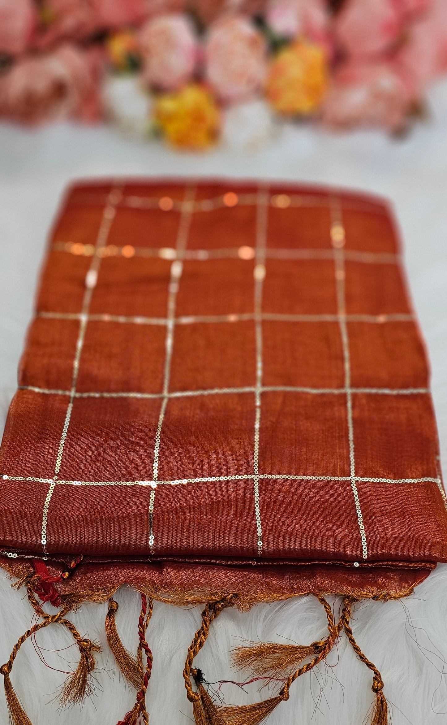Stunning sequenced dual shade tissue Silk saree