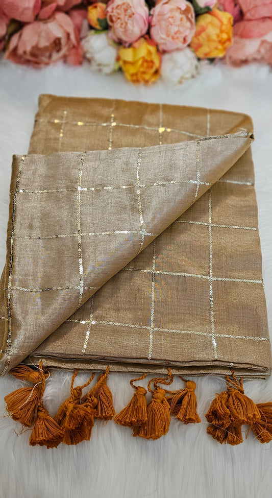 Stunning sequenced dual shade tissue Silk saree