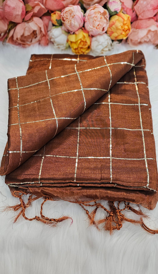 Stunning sequenced dual shade tissue Silk saree