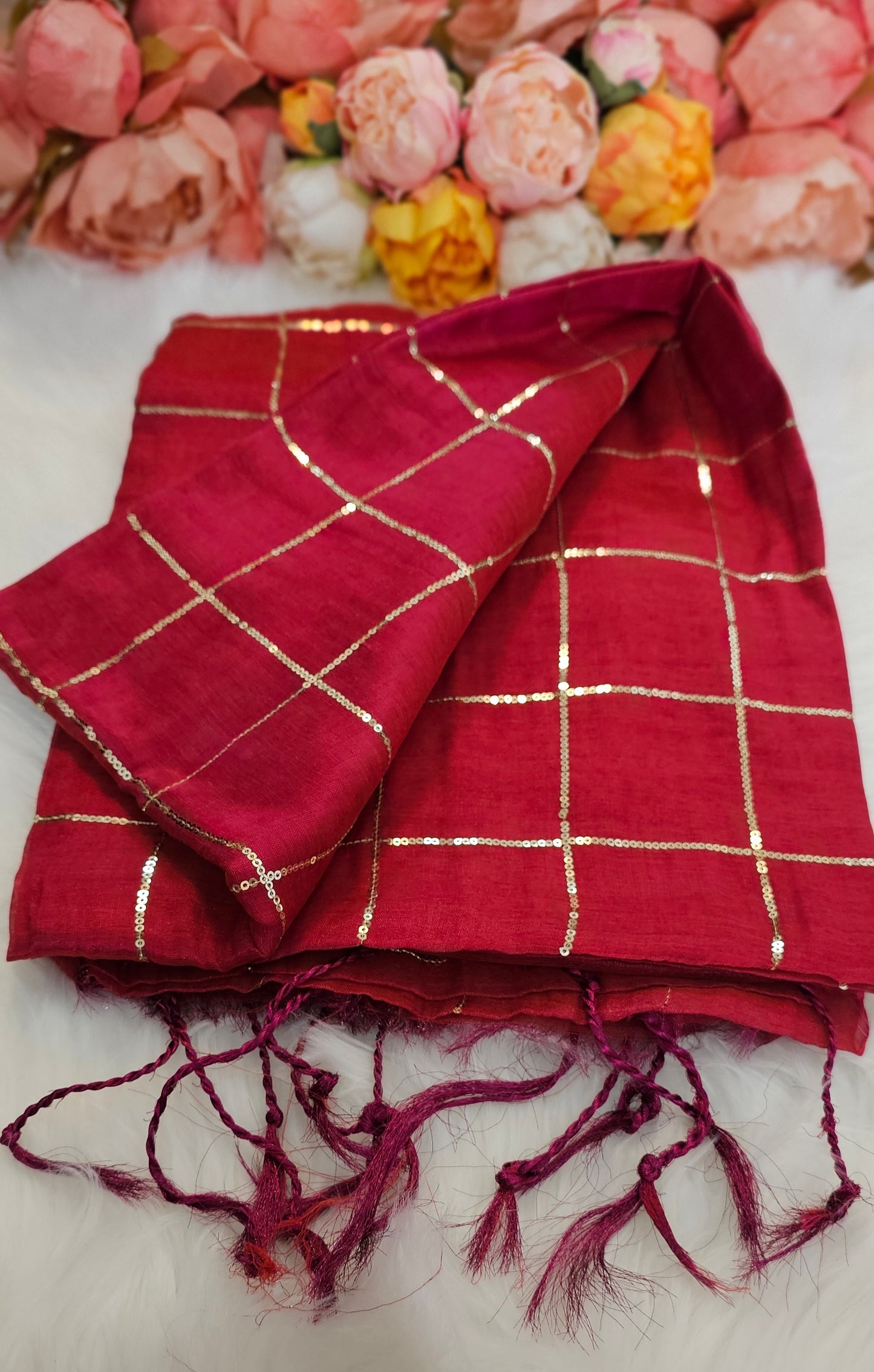 Stunning sequenced dual shade tissue Silk saree