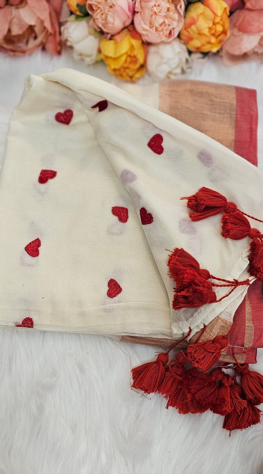 Vishu special Beautiful mulmul saree with tassels