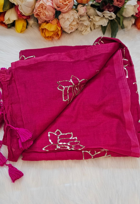Premium lotus sequenced mul cotton stunning sarees