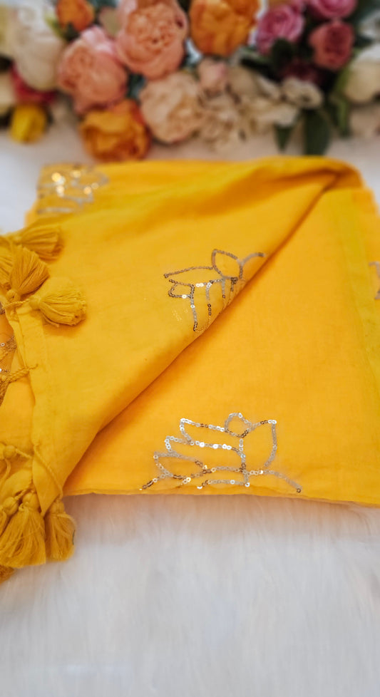 Premium lotus sequenced mul cotton stunning sarees