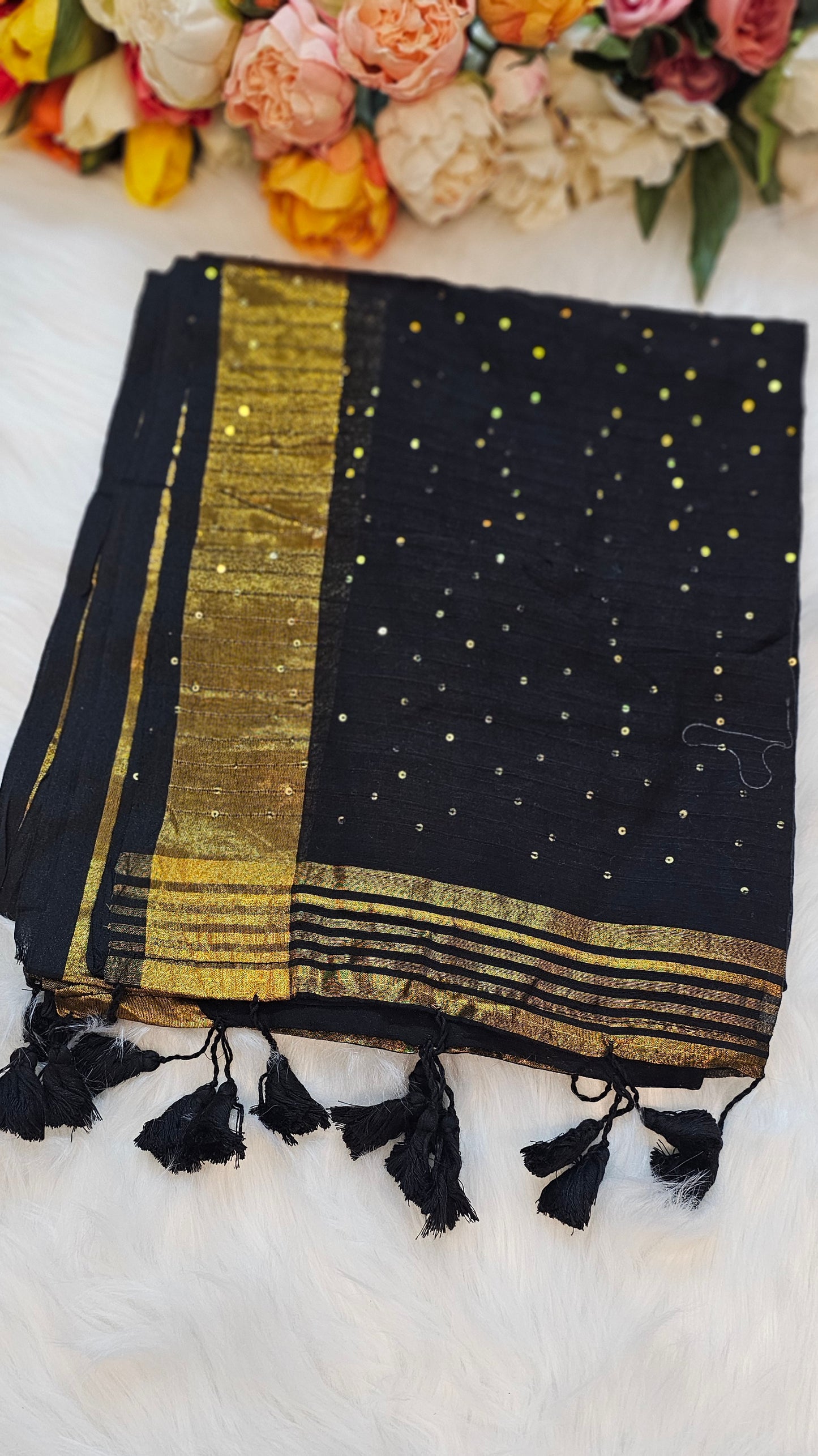 Premium soft cotton saree with sequence