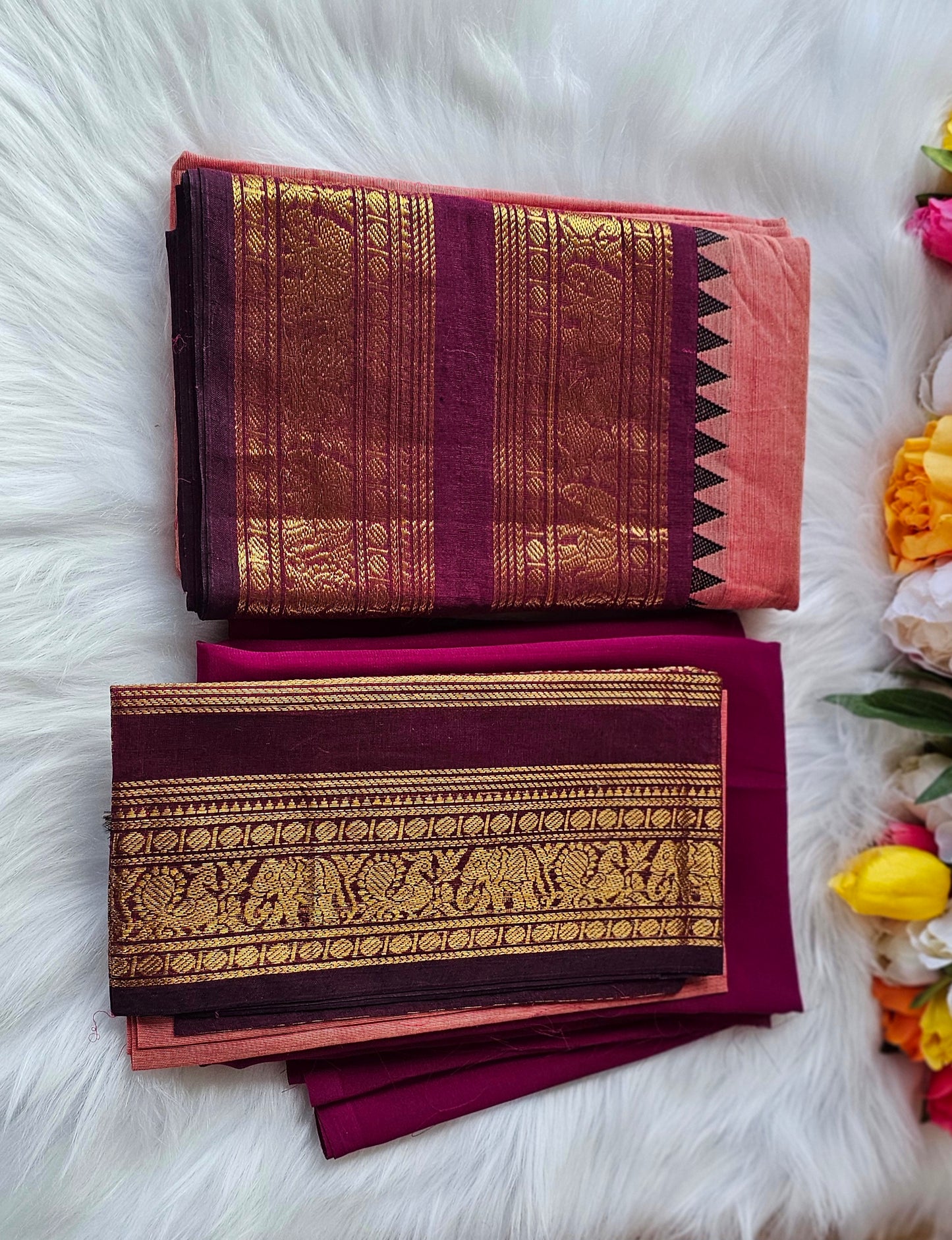 Premium Kanchi cotton unstitched dhavani set💕