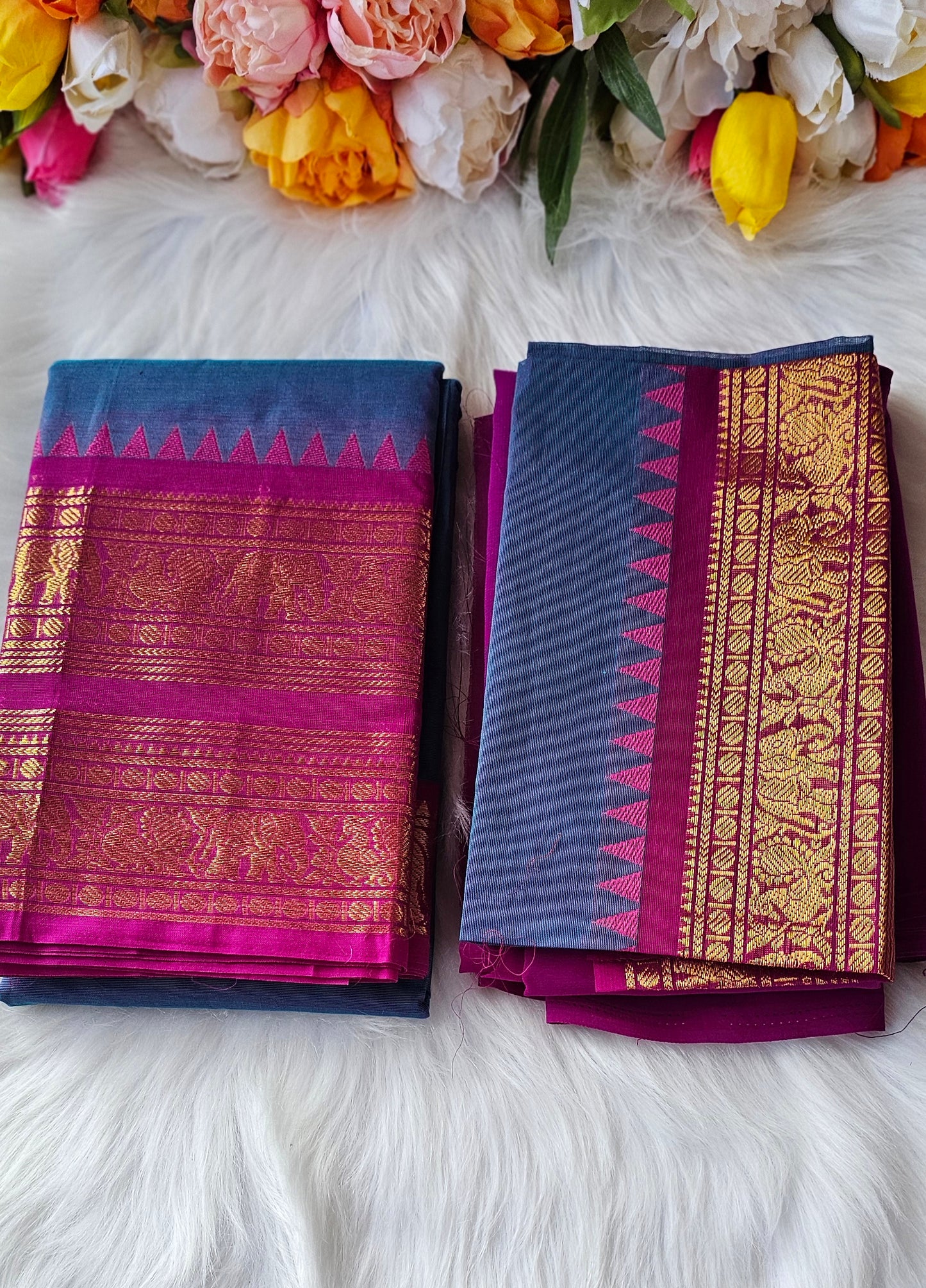 Premium Kanchi cotton unstitched dhavani set💕