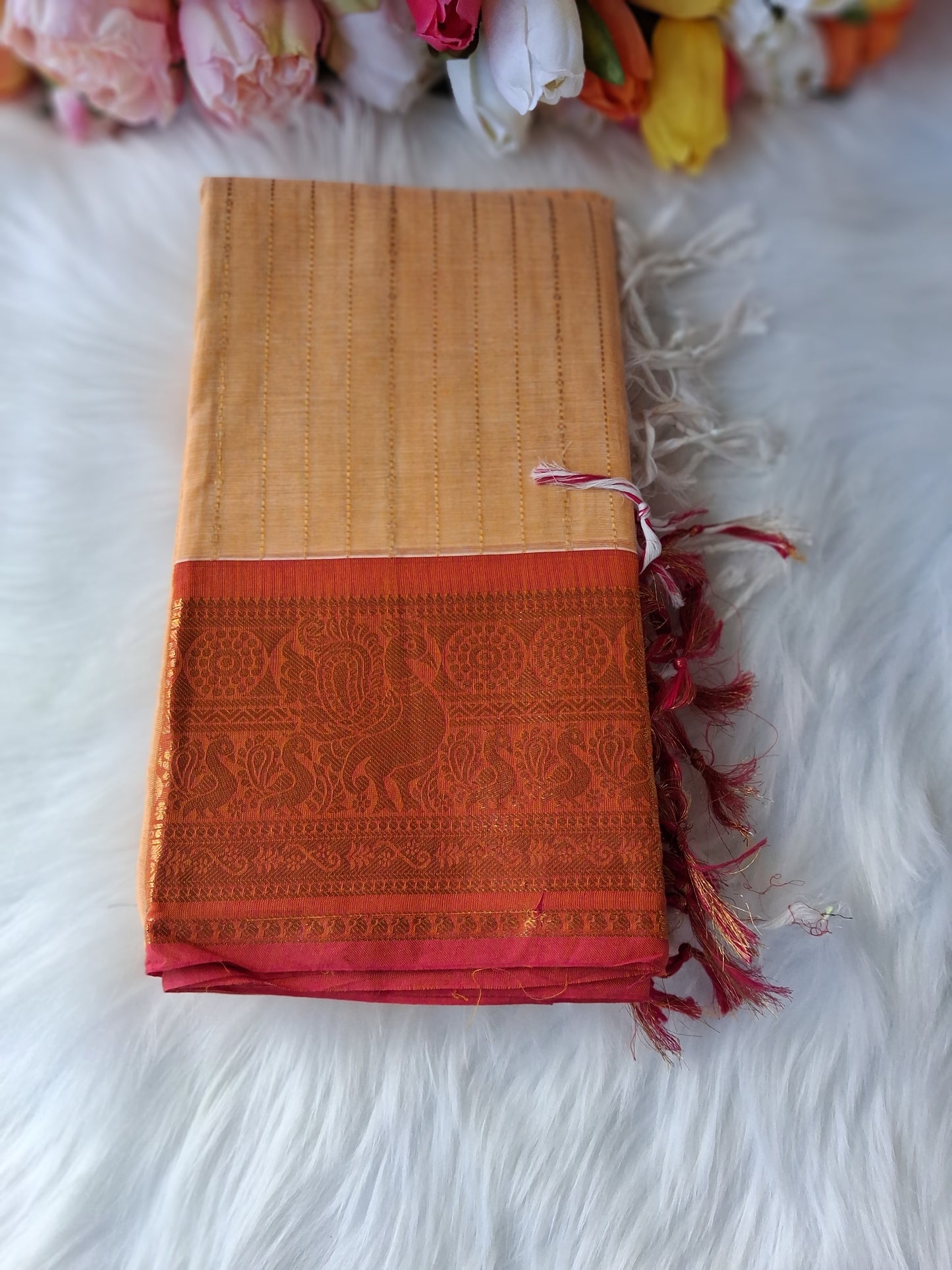 Premium handloom Kanchi cotton unstitched kurti and dupatta 💕