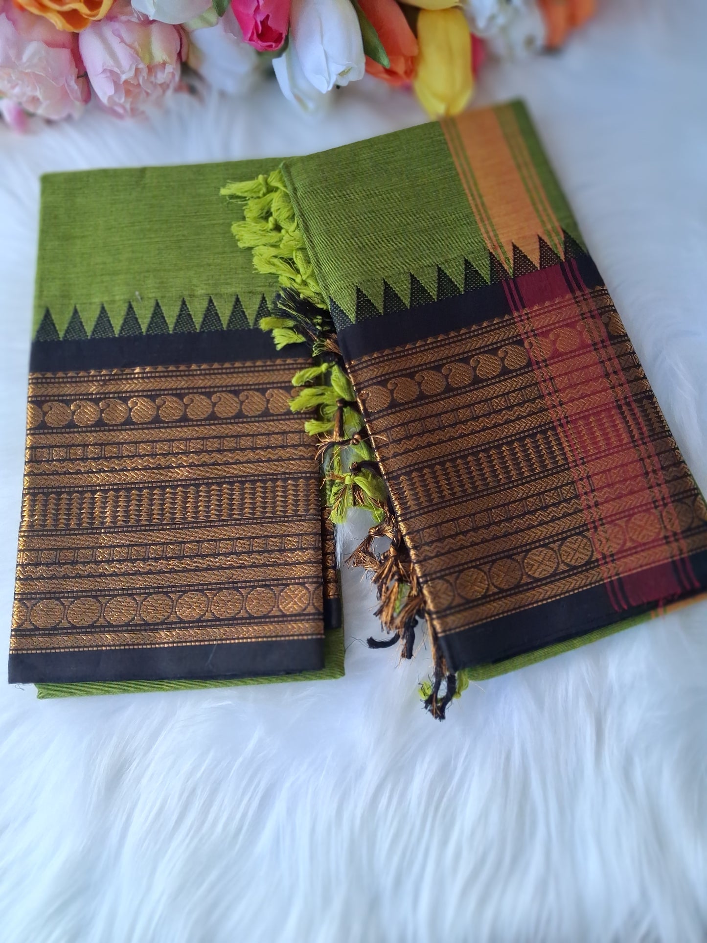 Premium handloom Kanchi cotton unstitched kurti and dupatta 💕