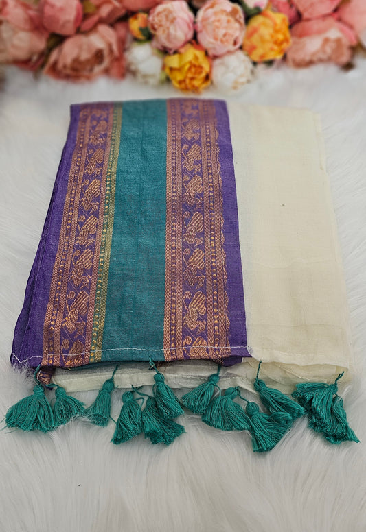 Vishu special Trending mulmul cotton saree with tassels