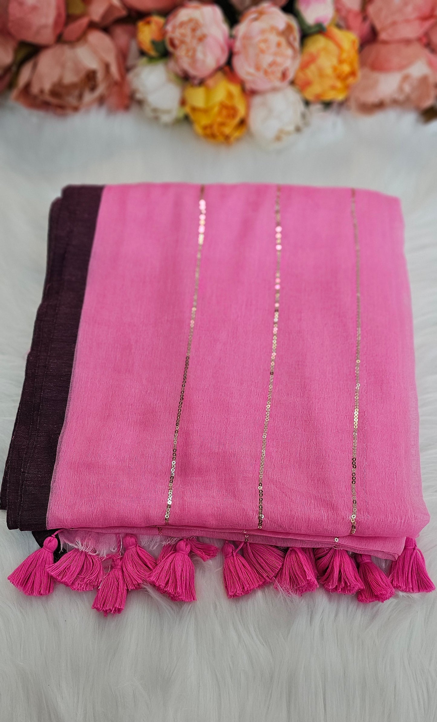 Mulmul  cotton sequenced saree