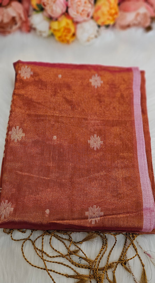 Beautiful dual shade  tissue  Silk  saree