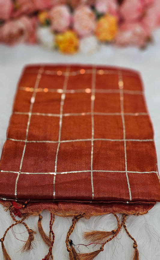 Stunning sequenced dual shade  tissue Silk saree