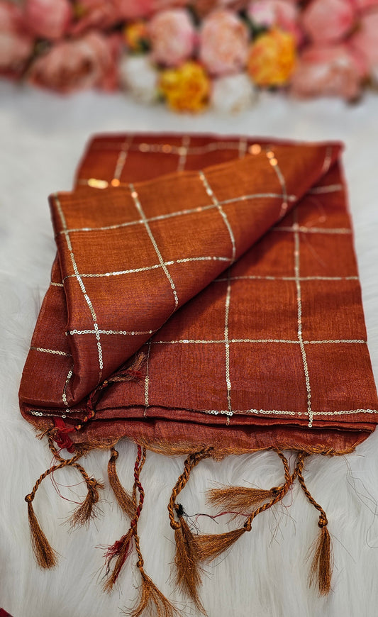 Stunning sequenced dual shade  tissue Silk saree