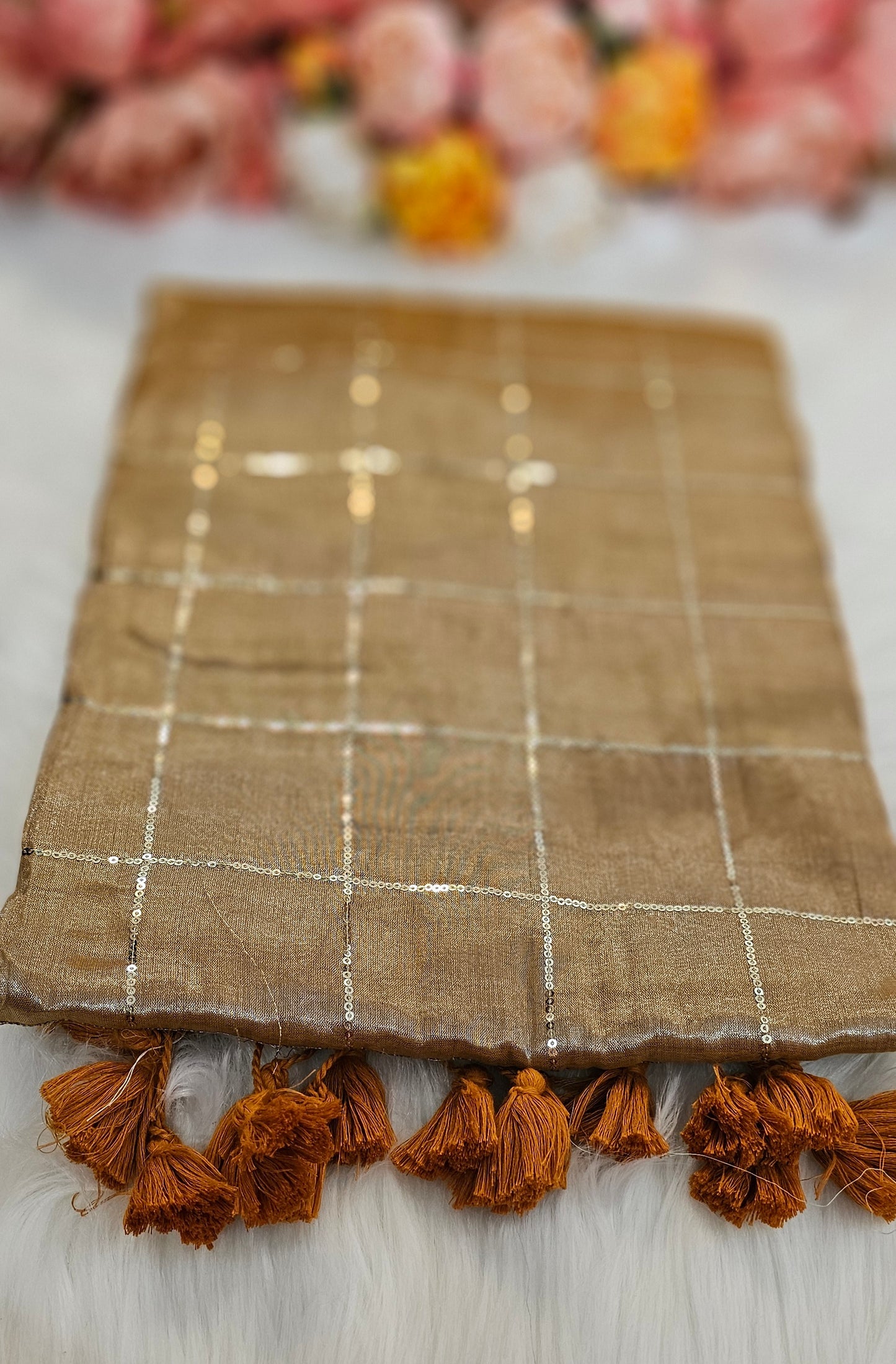 Stunning sequenced dual shade  tissue Silk saree