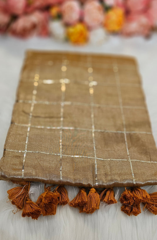 Stunning sequenced dual shade  tissue Silk saree