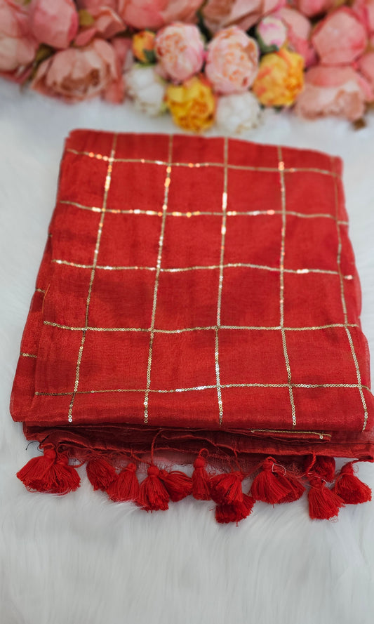 Stunning sequenced dual shade  tissue Silk saree