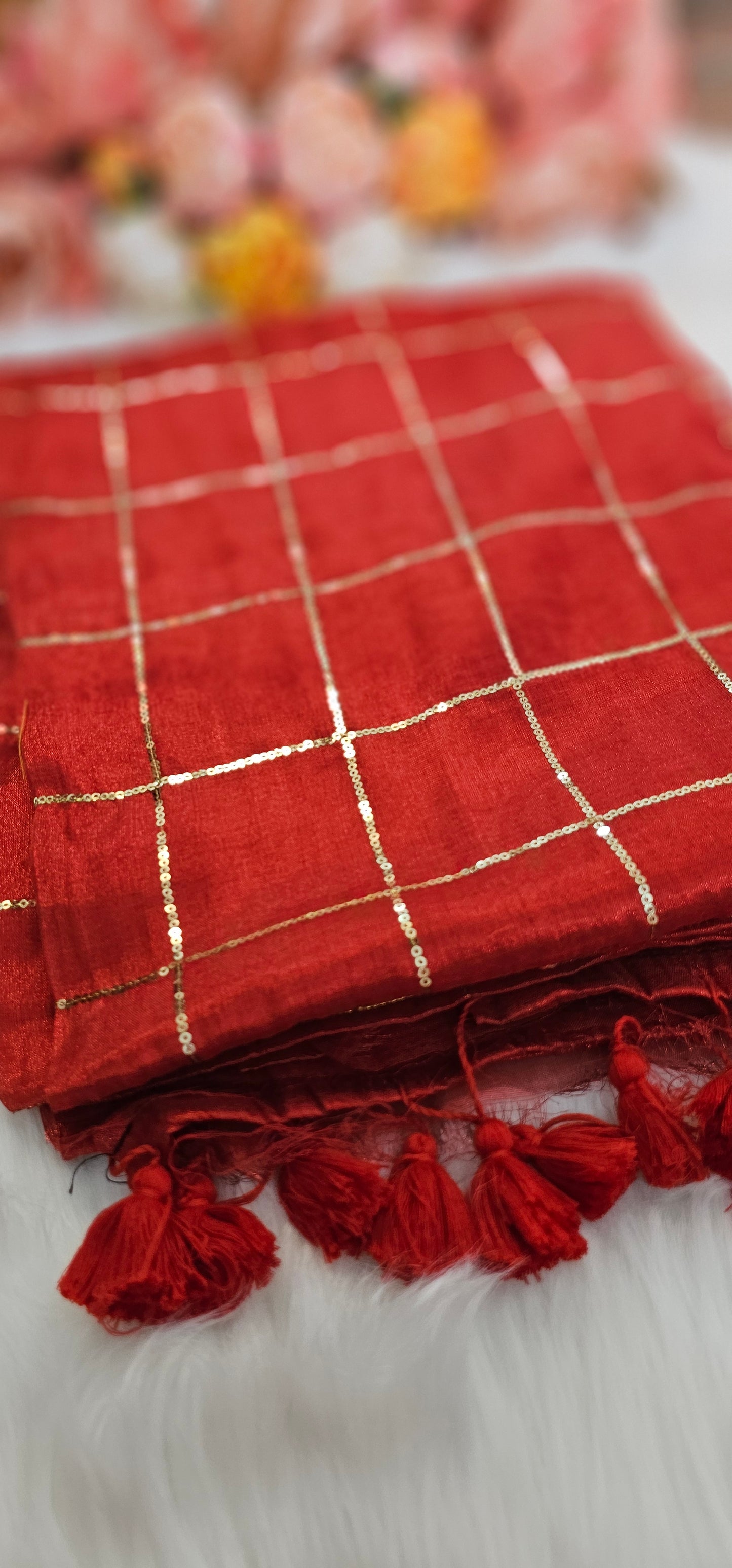 Stunning sequenced dual shade  tissue Silk saree