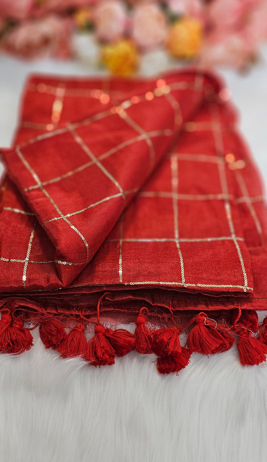 Stunning sequenced dual shade  tissue Silk saree