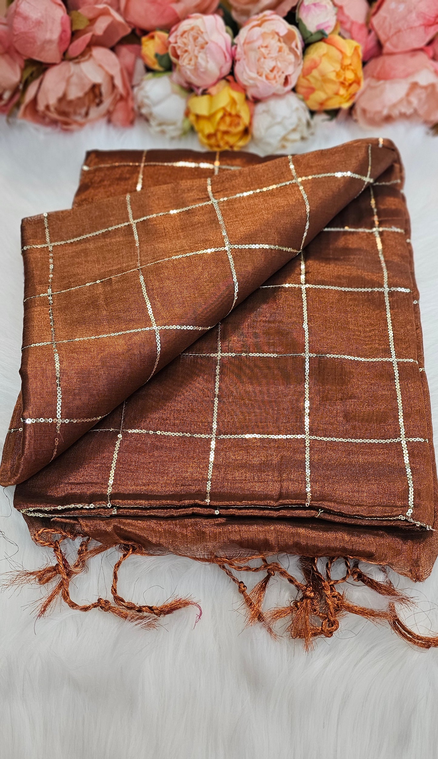 Stunning sequenced dual shade  tissue Silk saree