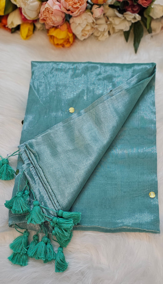 Dual shade Sequenced  tissue silk saree