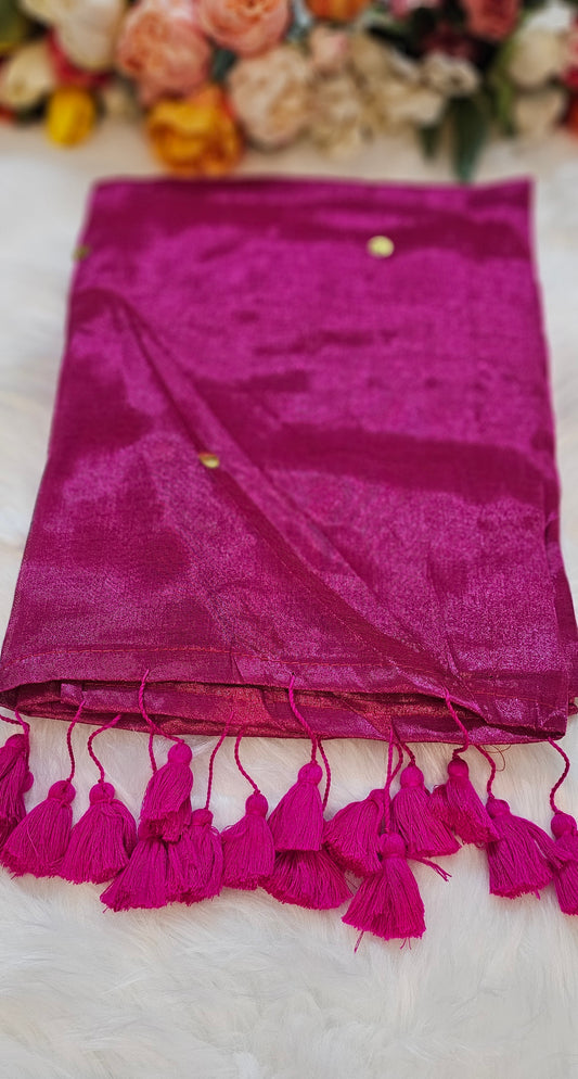 Dual shade Sequenced  tissue silk saree