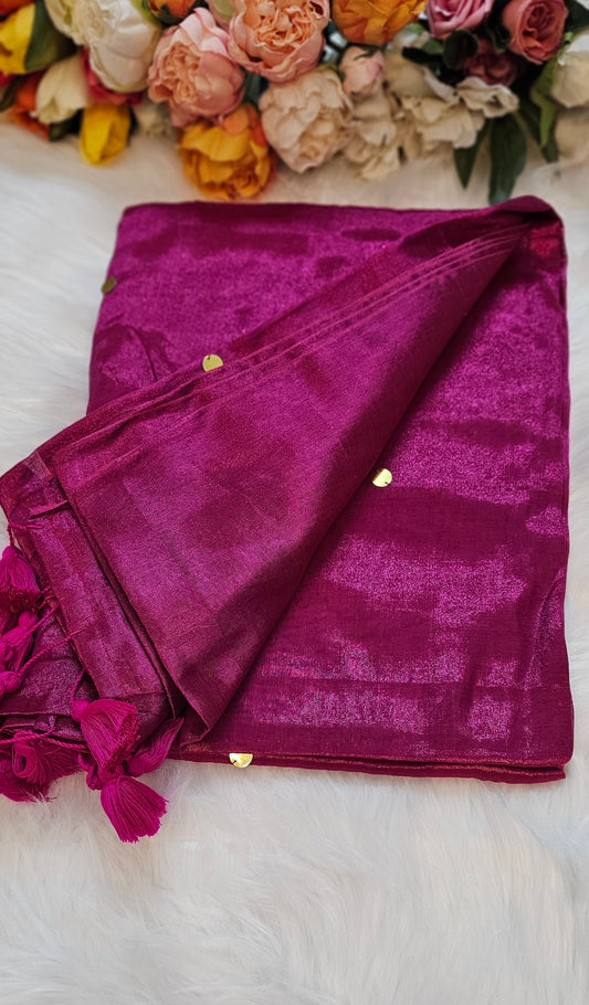 Dual shade Sequenced  tissue silk saree