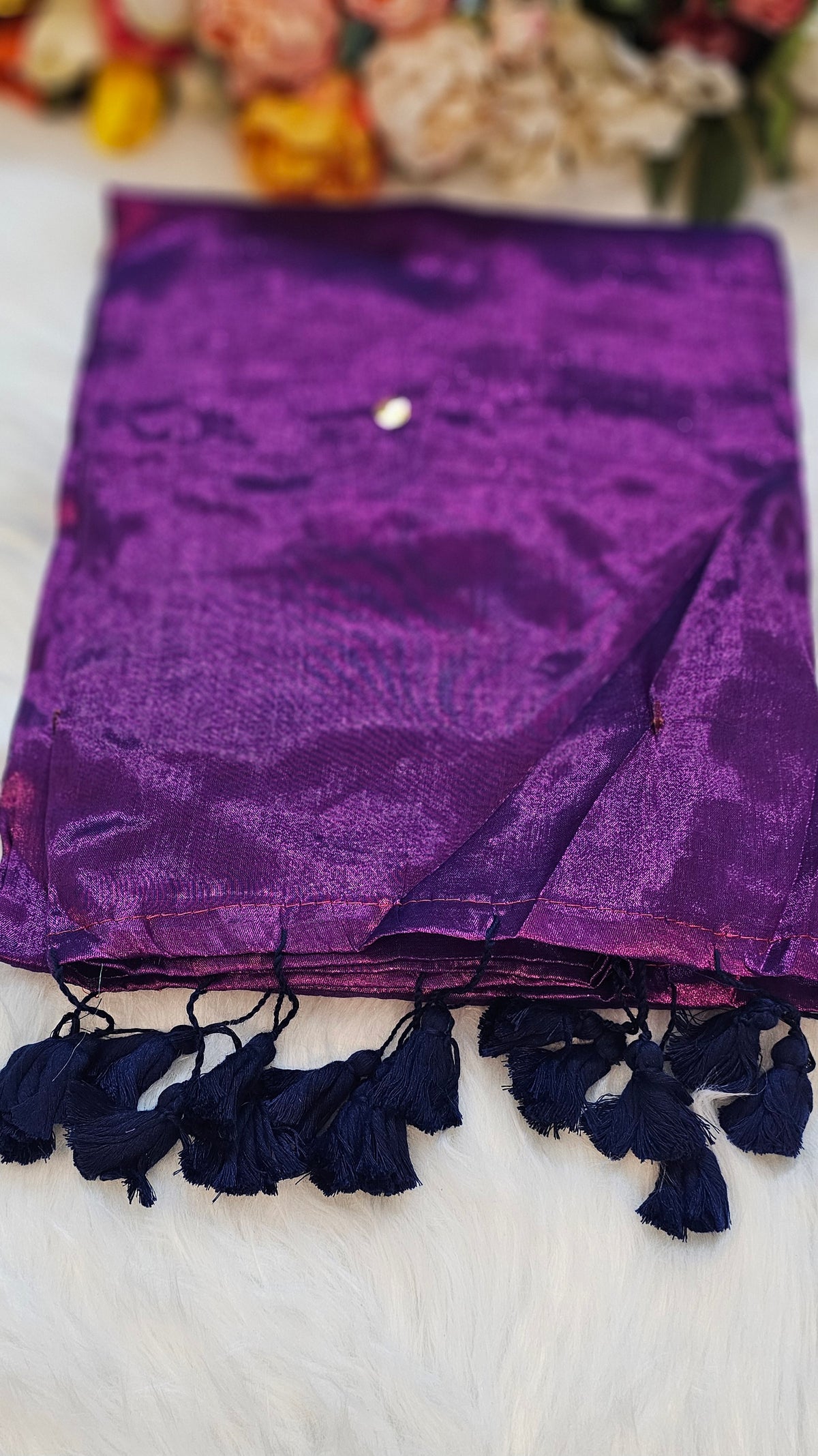 Dual shade Sequenced  tissue silk saree