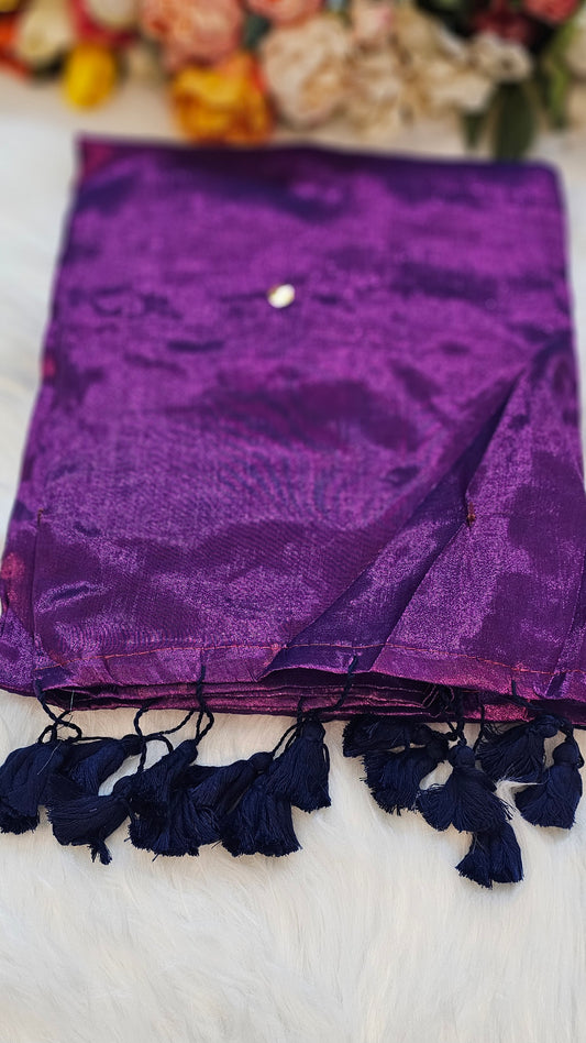 Dual shade Sequenced  tissue silk saree