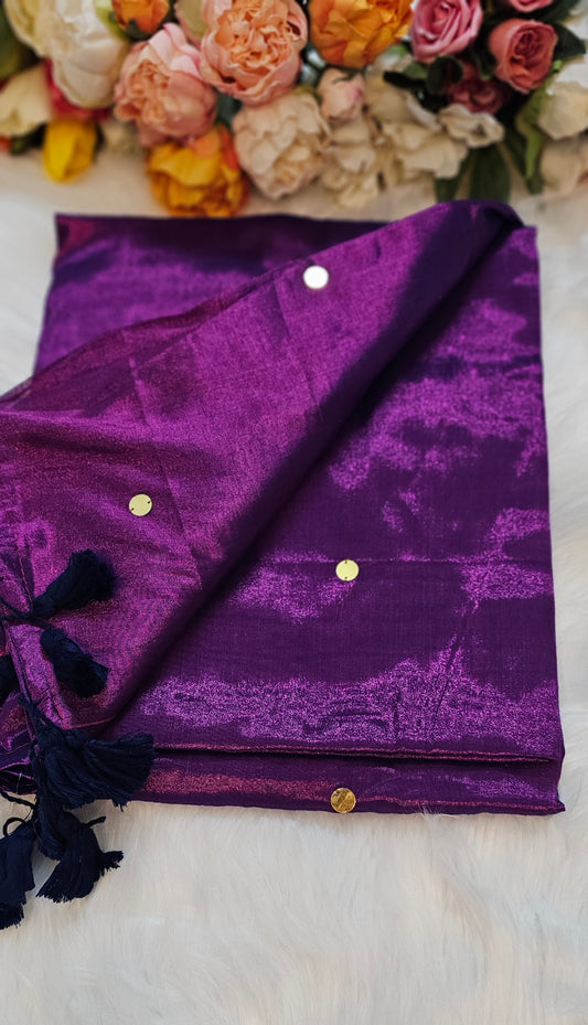 Dual shade Sequenced  tissue silk saree