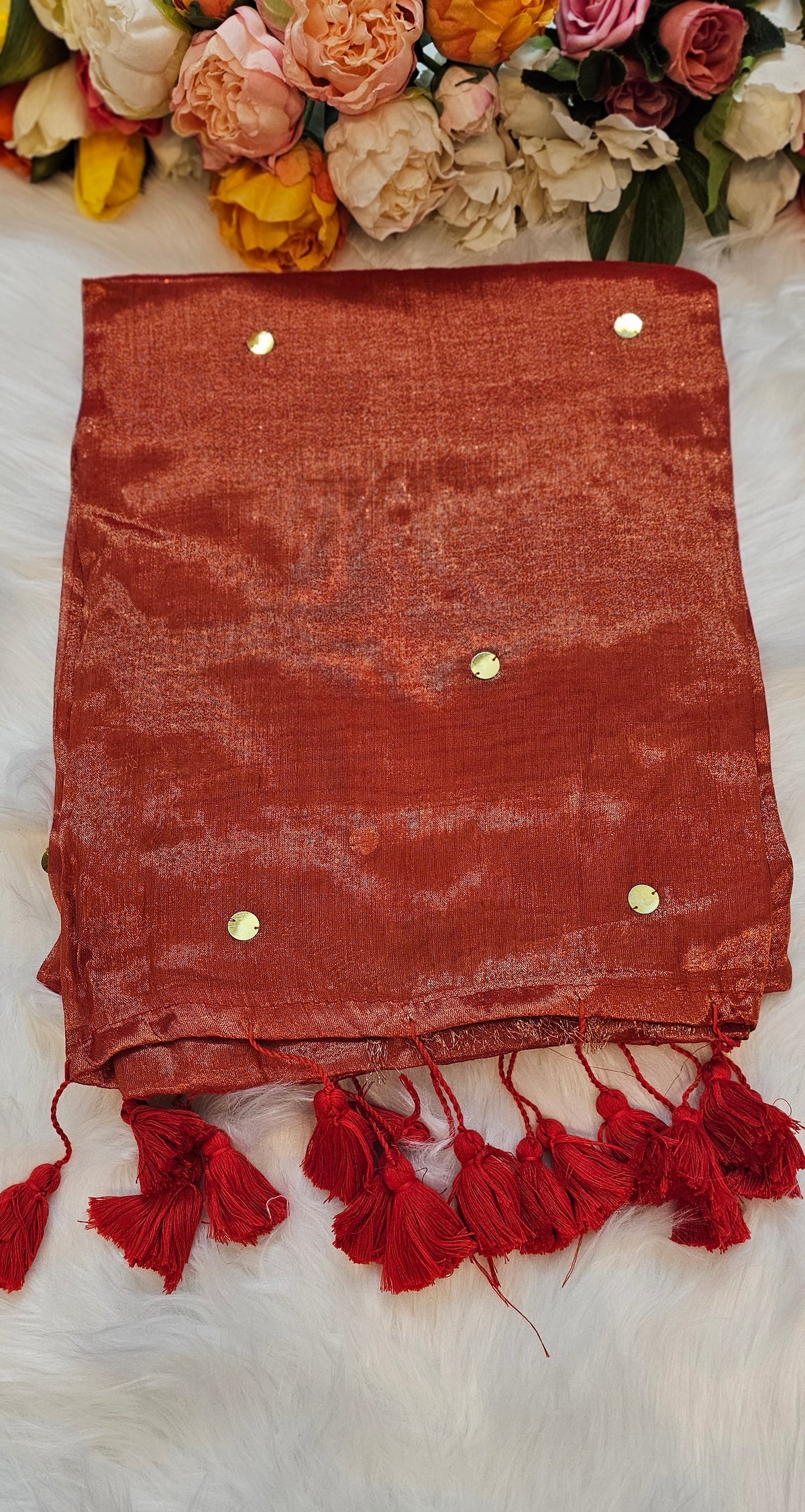 Dual shade Sequenced  tissue silk saree