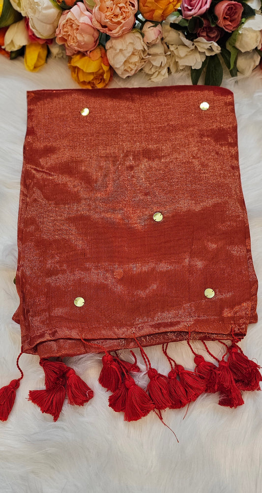 Dual shade Sequenced  tissue silk saree
