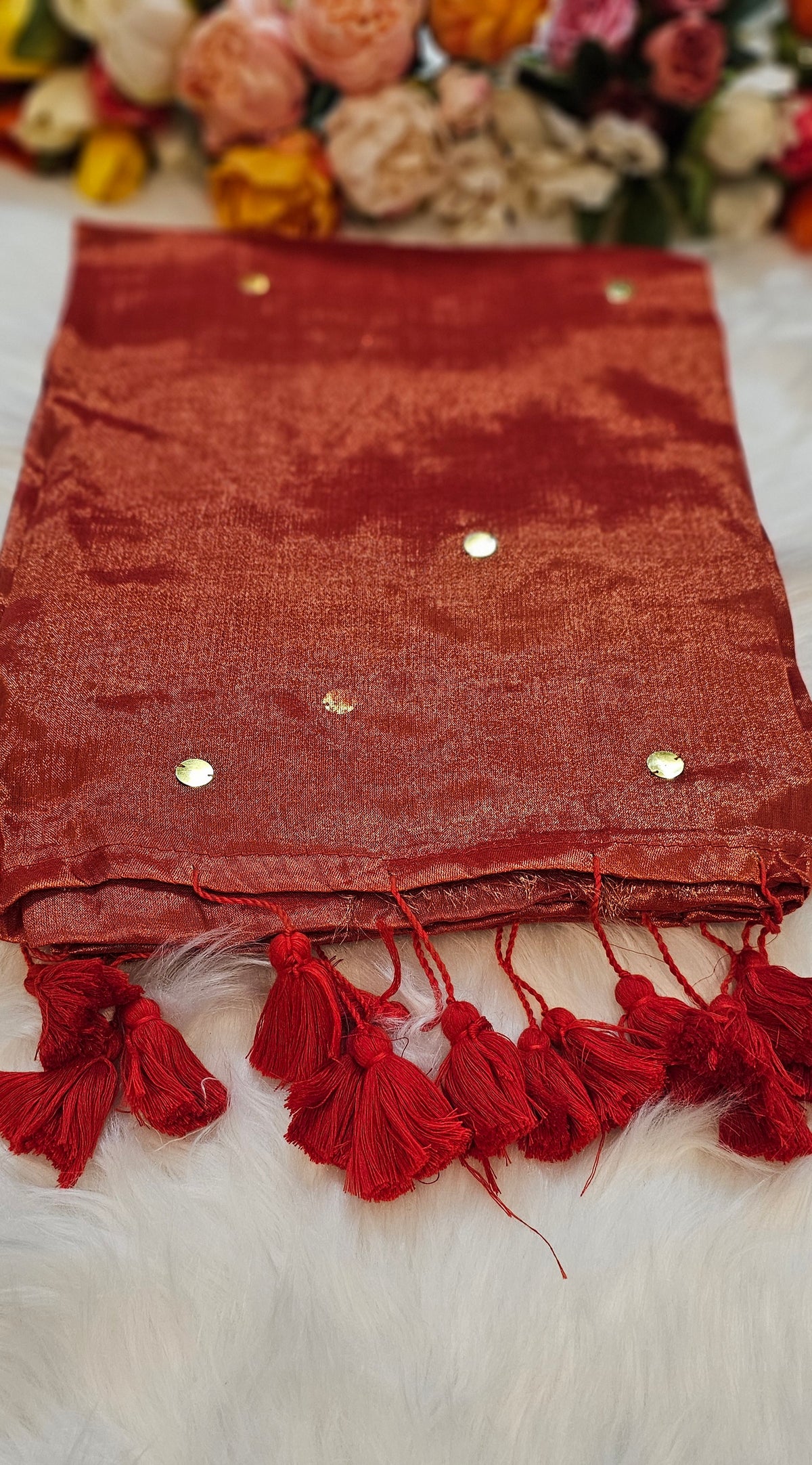 Dual shade Sequenced  tissue silk saree