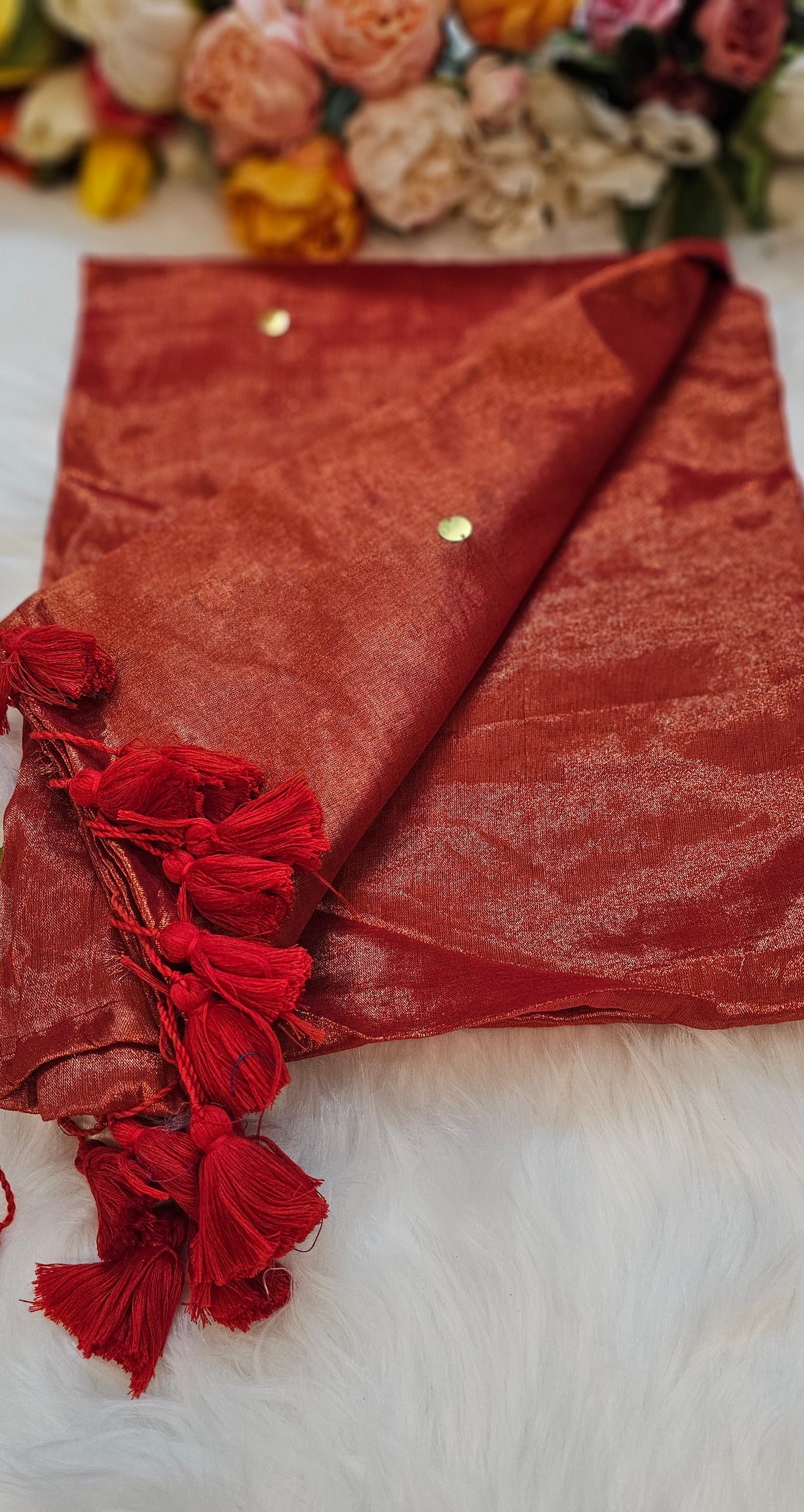 Dual shade Sequenced  tissue silk saree
