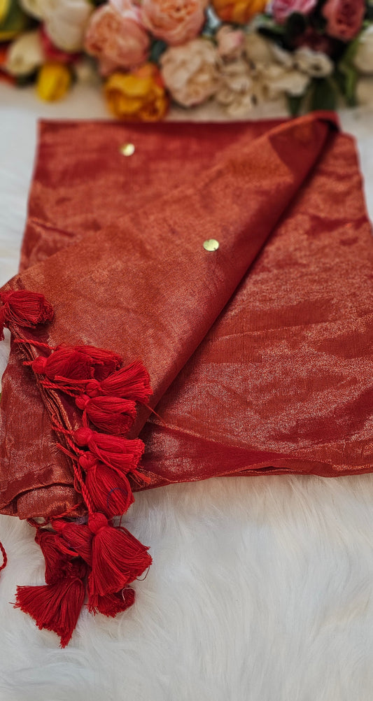Dual shade Sequenced  tissue silk saree