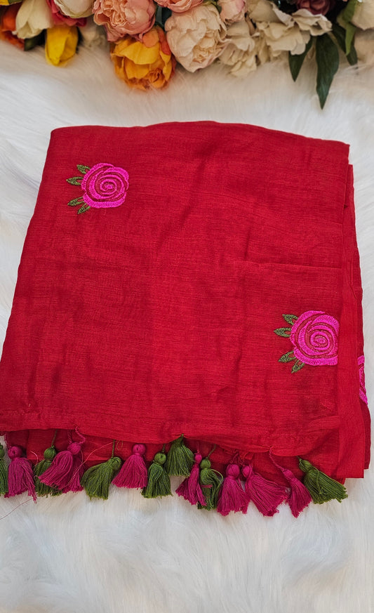 Premium ros embroidered mul  cotton  sarees