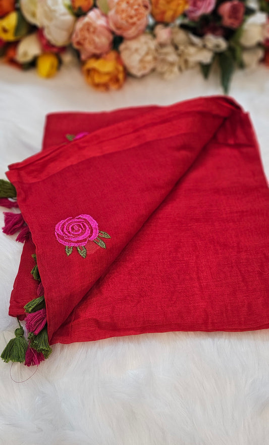 Premium ros embroidered mul  cotton  sarees