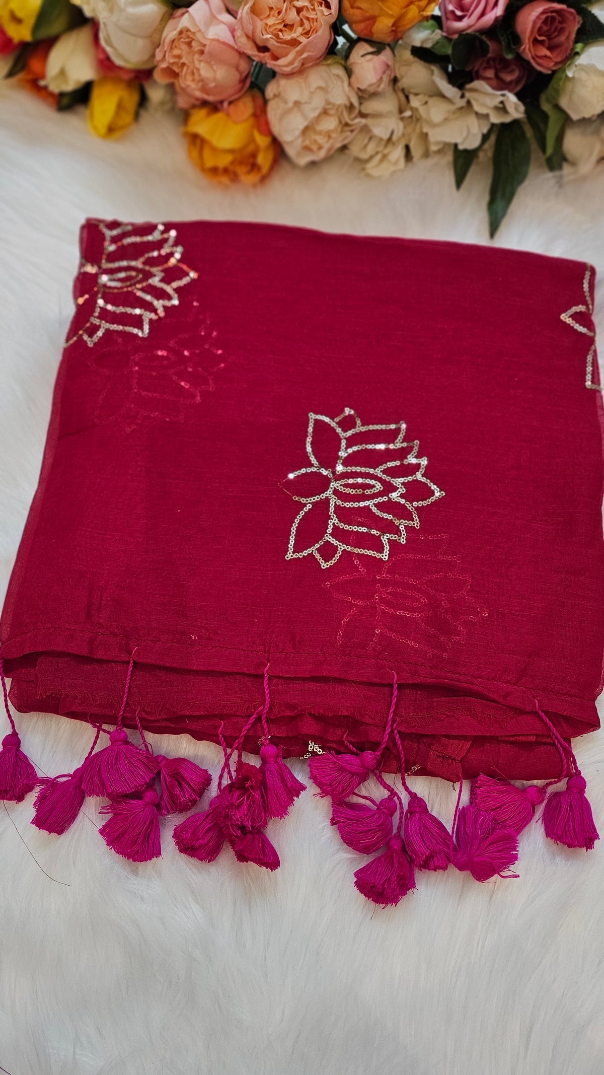 Premium lotus sequenced mul  cotton stunning sarees