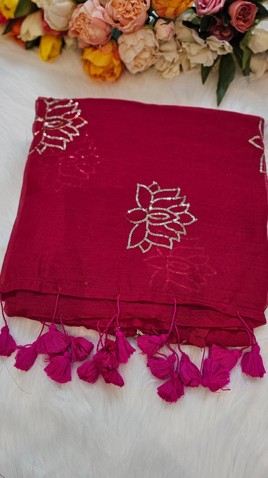 Premium lotus sequenced mul  cotton stunning sarees