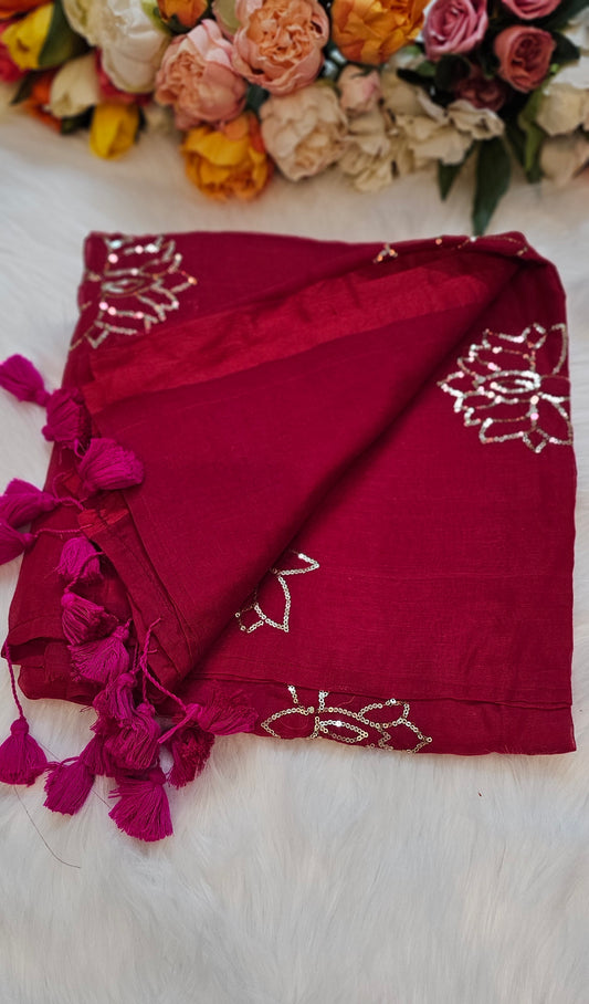 Premium lotus sequenced mul  cotton stunning sarees