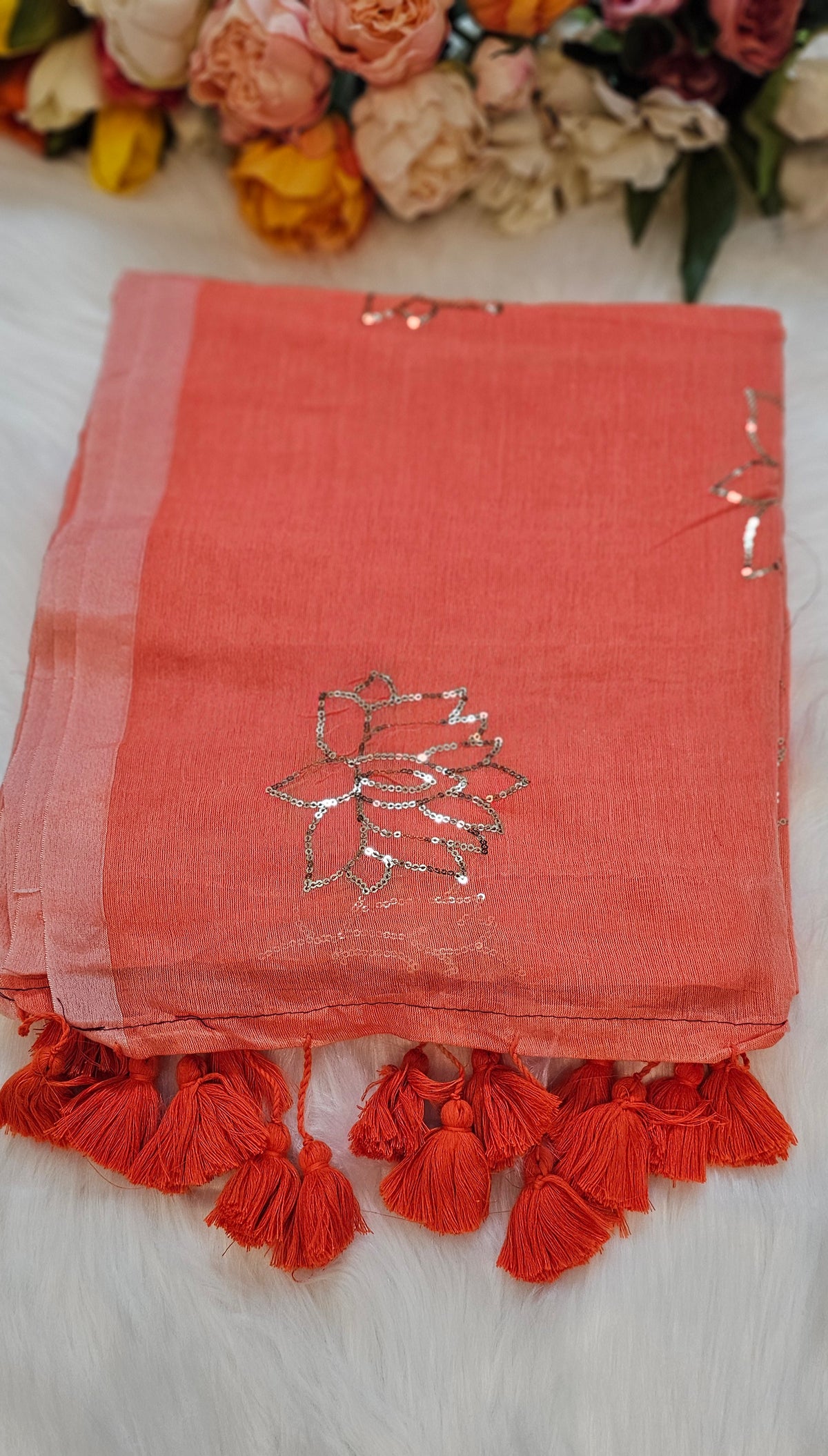 Premium lotus sequenced mul  cotton stunning sarees