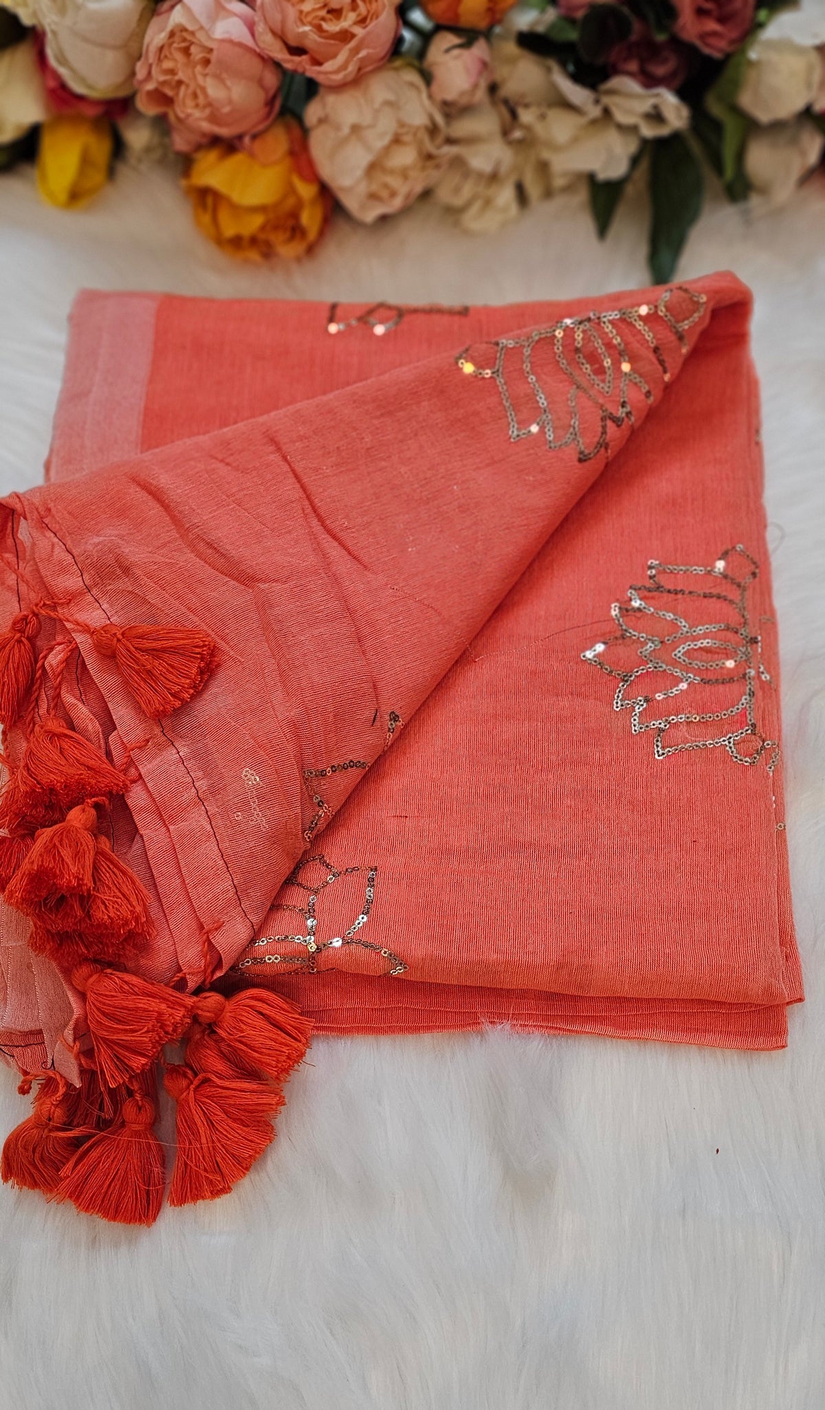 Premium lotus sequenced mul  cotton stunning sarees