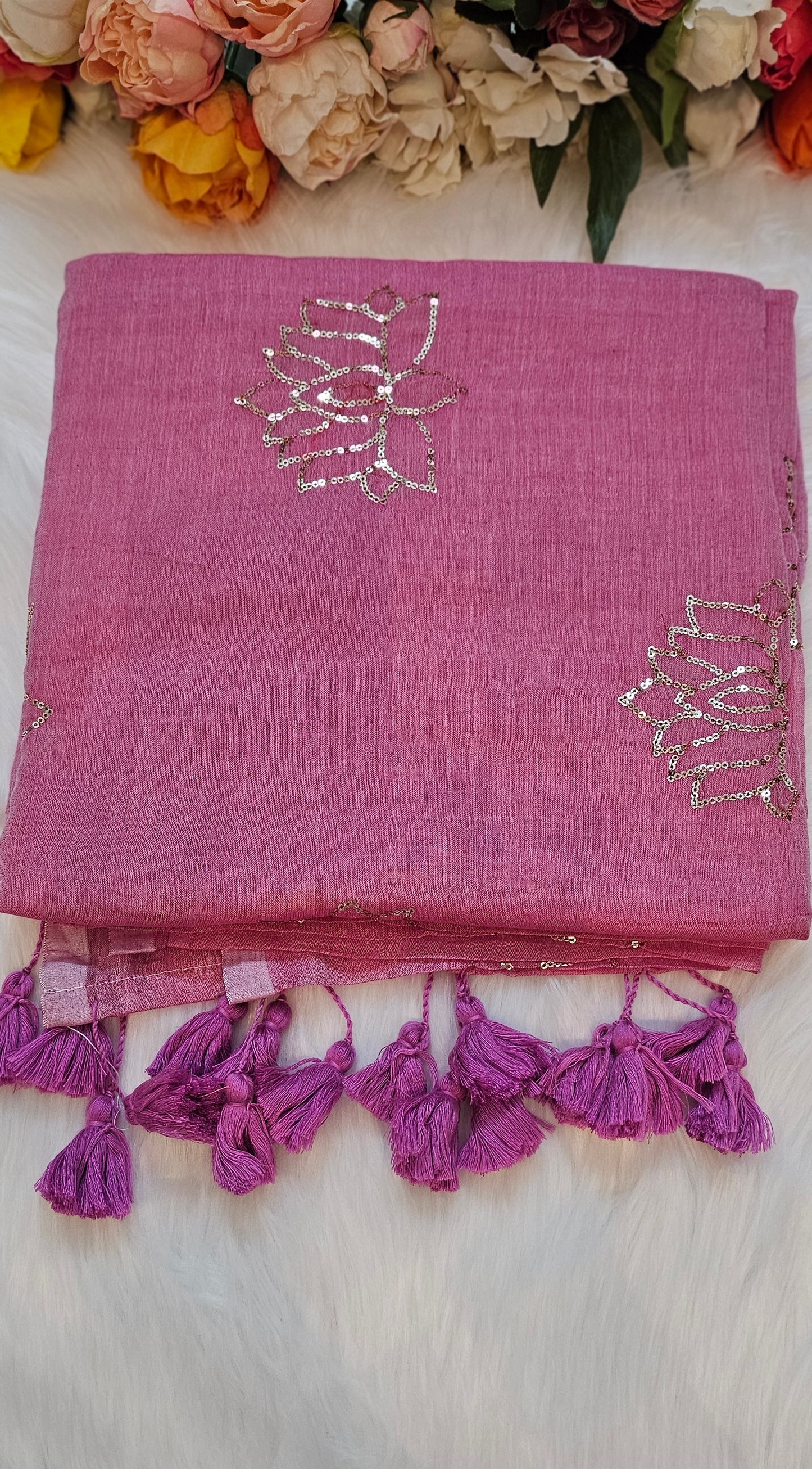 Premium lotus sequenced mul  cotton stunning sarees