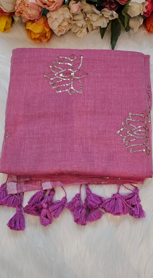 Premium lotus sequenced mul  cotton stunning sarees