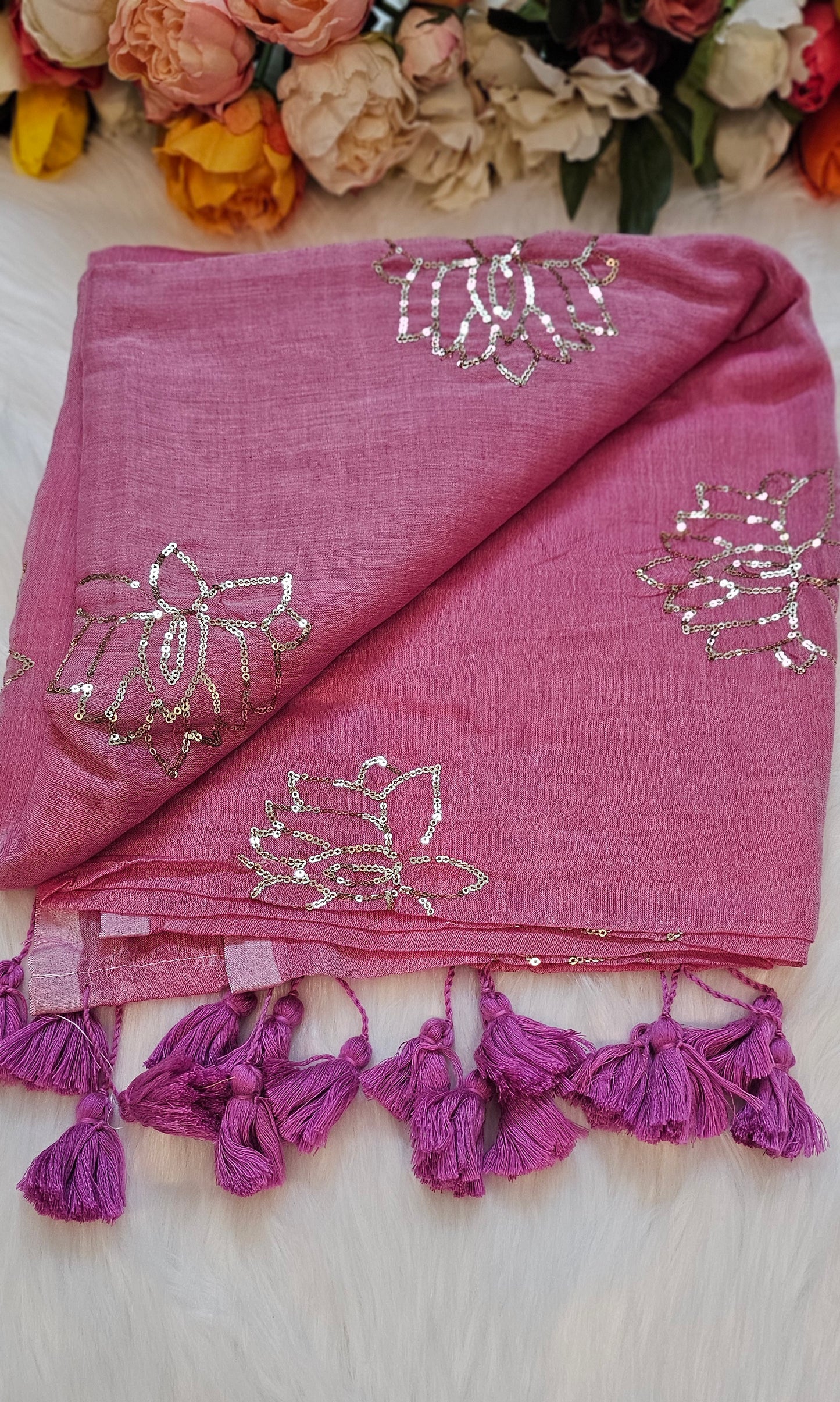 Premium lotus sequenced mul  cotton stunning sarees