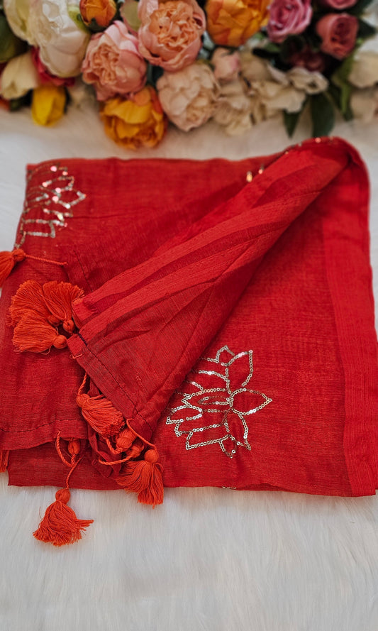 Premium lotus sequenced mul  cotton stunning sarees
