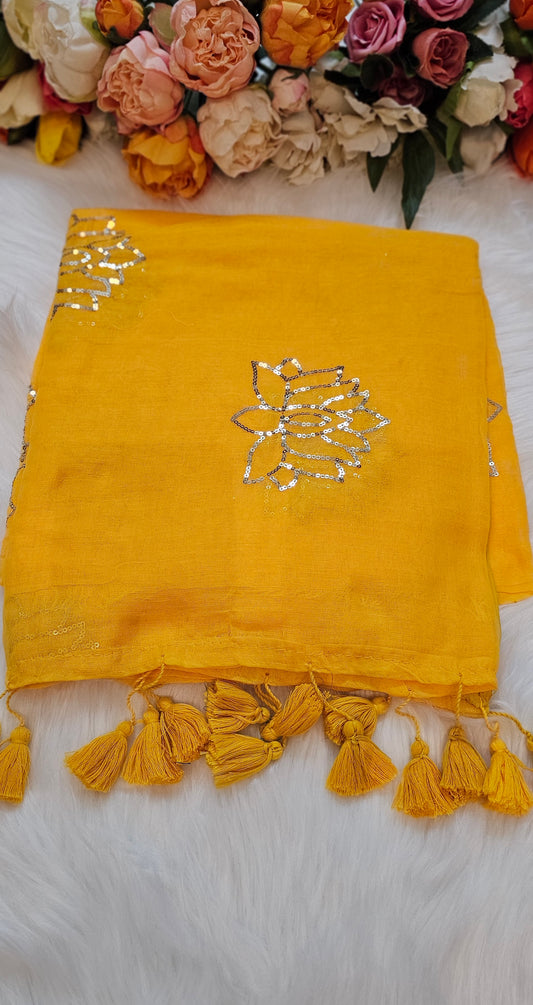 Premium lotus sequenced mul  cotton stunning sarees