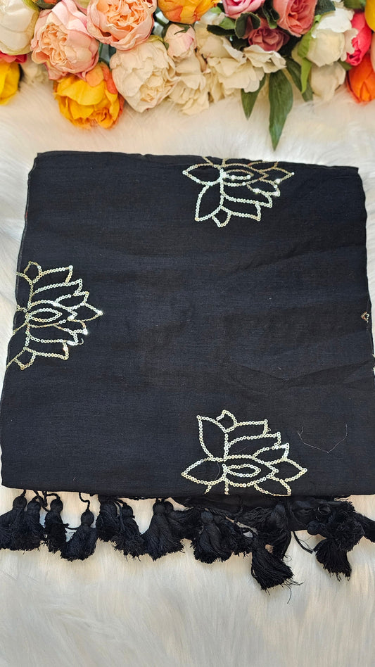 Premium lotus sequenced mul  cotton stunning sarees