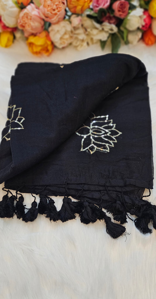 Premium lotus sequenced mul  cotton stunning sarees
