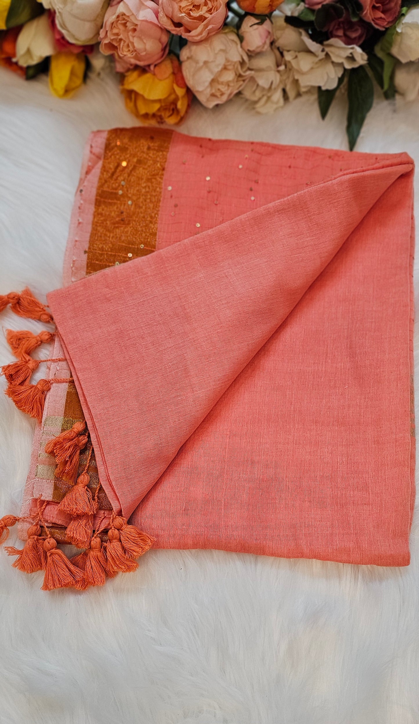 Premium soft cotton saree with sequence