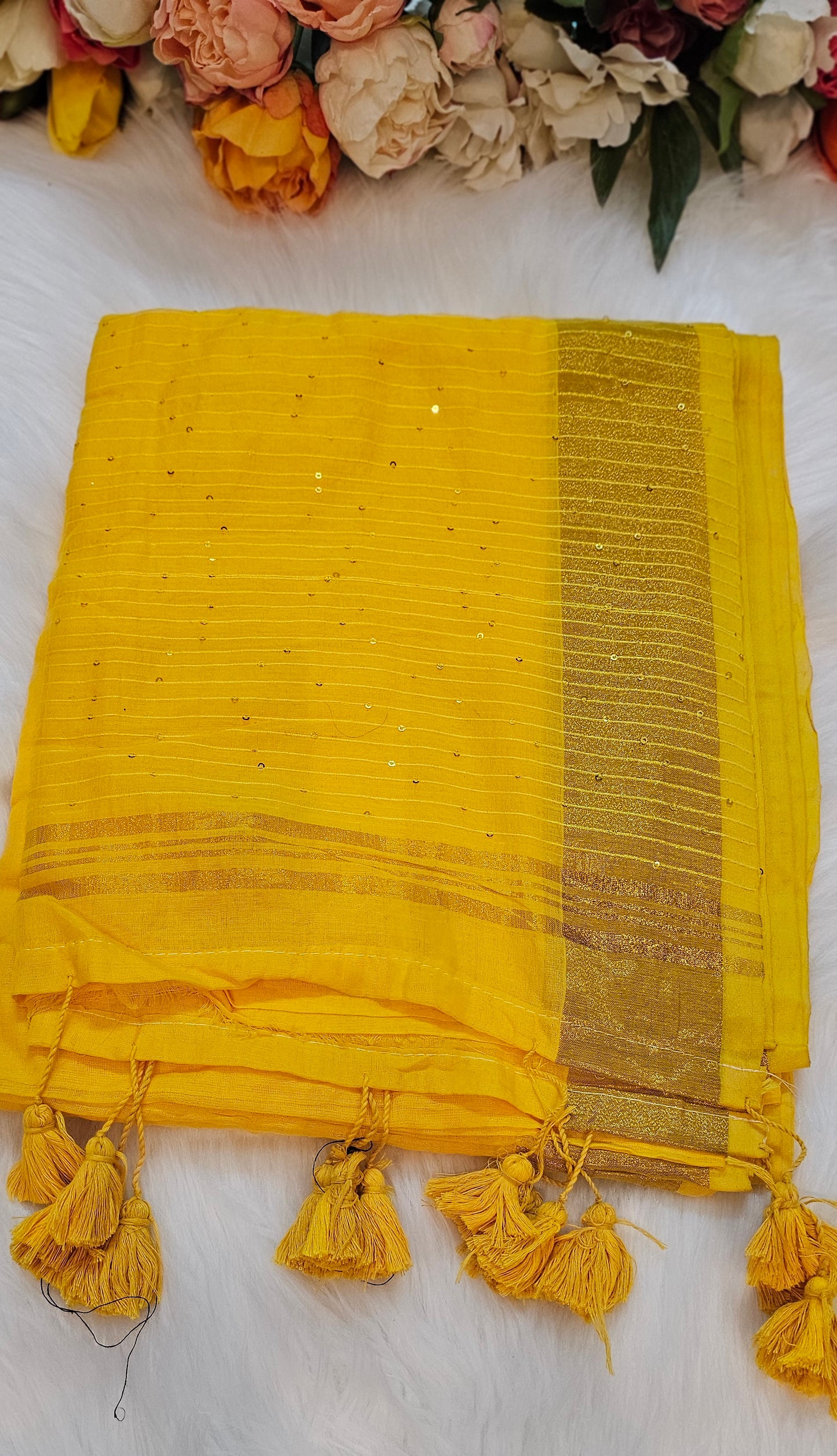 Premium soft cotton saree with sequence